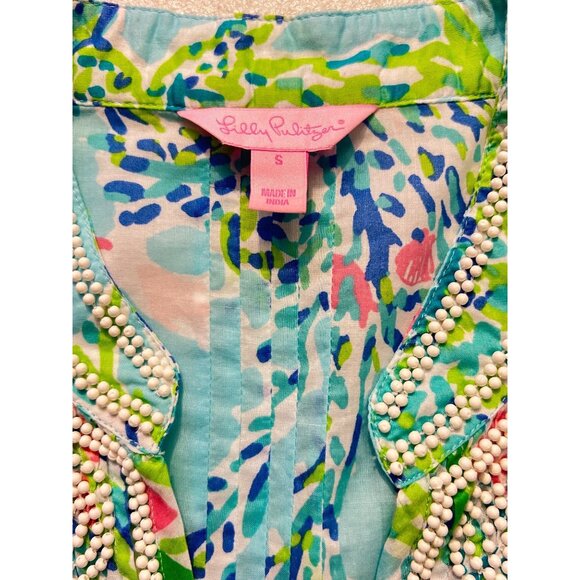 Lilly Pulitzer Blue Heaven Sarasota Beaded Tunic Top Small - Picture 5 of 5